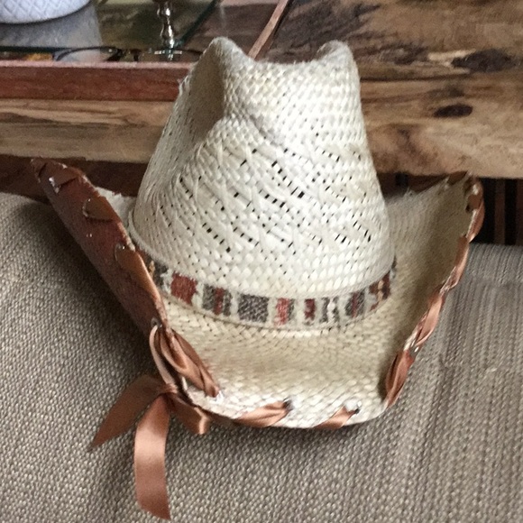Bailey u roll it Upcycled straw cowboy hat Coachella festival boho cowgirl - Picture 2 of 6